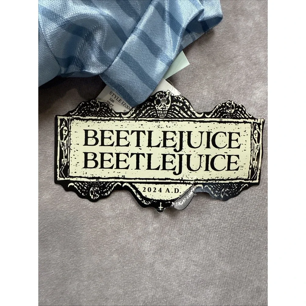 NWT Beetlejuice Nightgown Dress Up  Kids Girl's Sz Xs 4/5   Blue‎ Skull Print